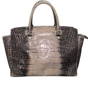 Michael Kors Selma large Crocodile-Embossed leather Satchel two tone